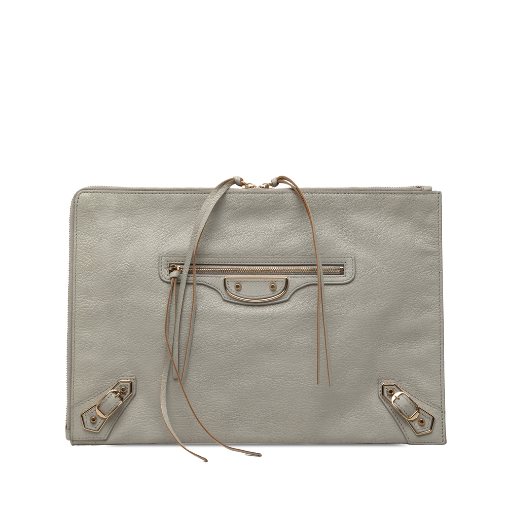 Pre-Loved Balenciaga Goatskin Motocross Classic Metallic Edge Clutch
